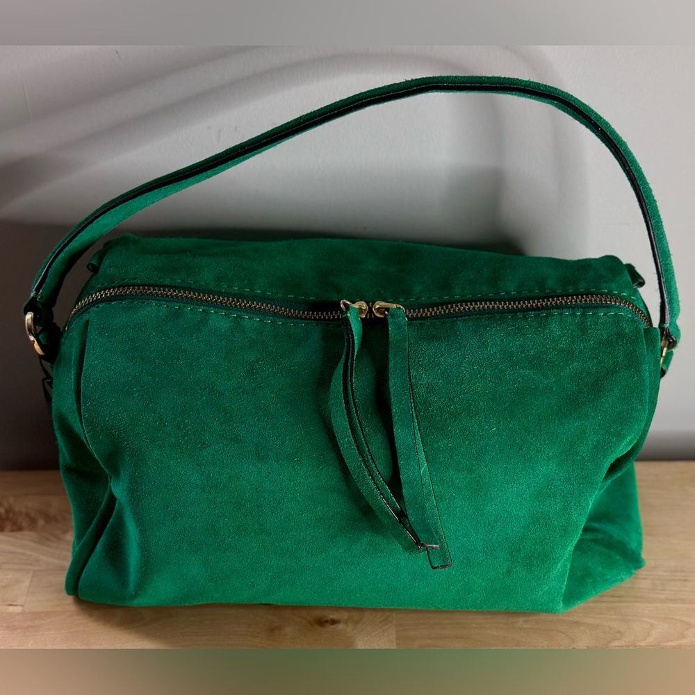 Banana Republic Emerald Green Suede Shoulder Bag